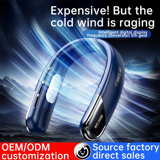 Lenovo Hands Free Neck Fan Portable USB Rechargeable Bladeless Cooling Fan Quiet Wearable Fan For Summer Travel Mini Long Endur