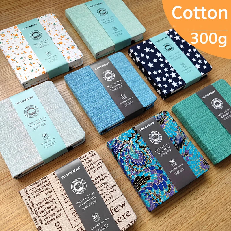 POTENTATE 100% Cotton Square Watercolor Paper Book 24 Sheets 300g Art Painting Drawing Paper Sketchbook Journal Drawing Notebook