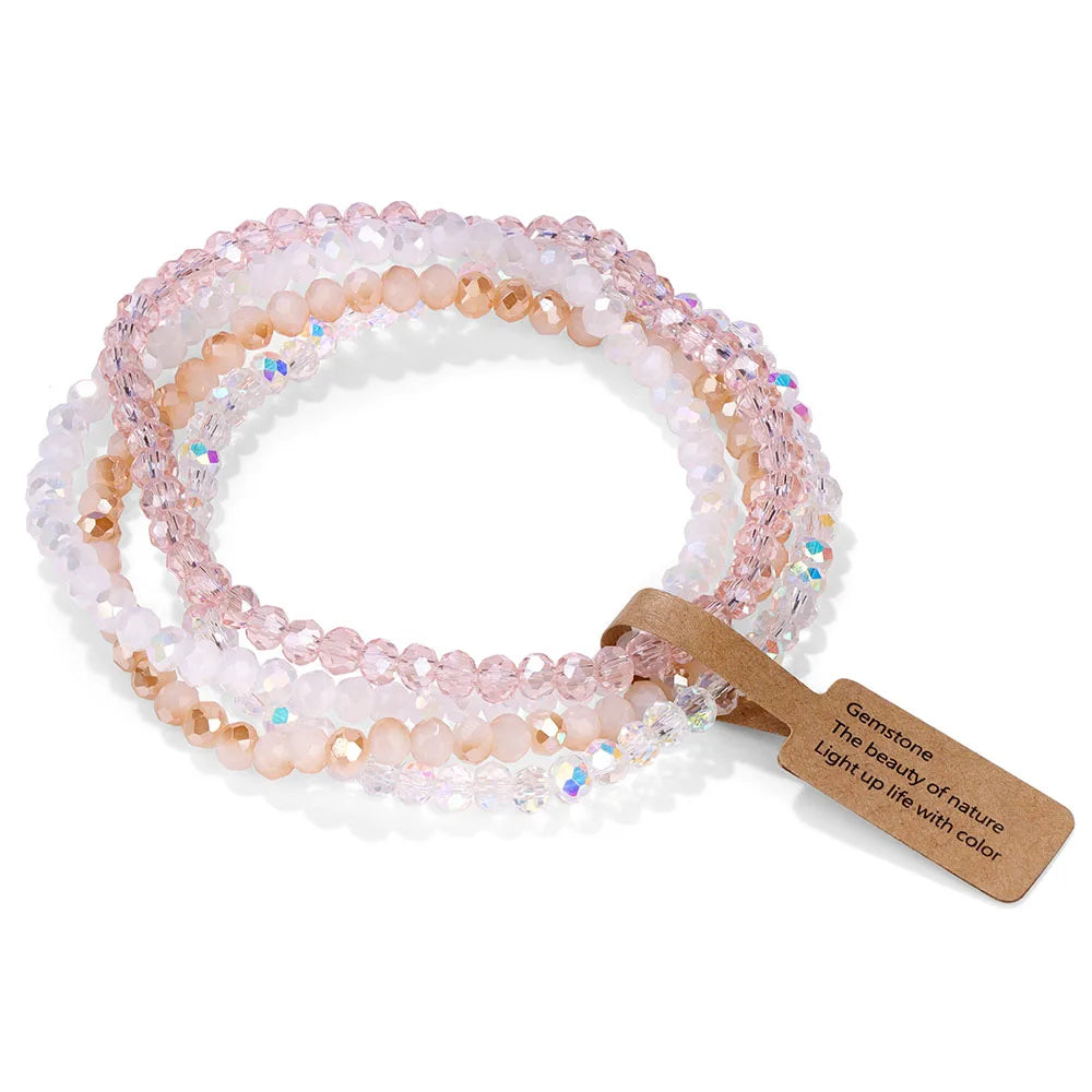 4Pcs/Set Crystal Bracelets For Women Girls Natural Stone Beads Bracelets Grey pink White blue series Crystal Fashion Jewelry