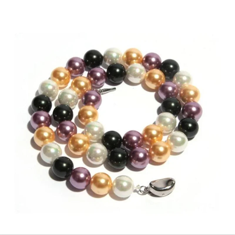 Multicolor Freshwater Shell Pearl Necklace 8 10mm Natural Thread Pearl Jewelry Round Pearl Necklace For Women Gift 18inches