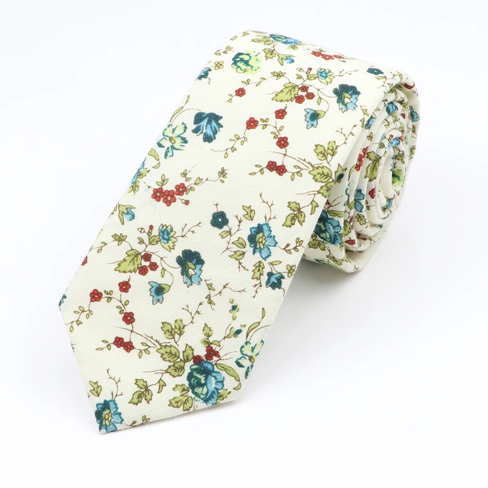 New Floral Elegant Tie For Men Women 100% Cotton Beautiful Flower Paisley Necktie Narrow Skinny Cravat Wedding Casual Corbatas