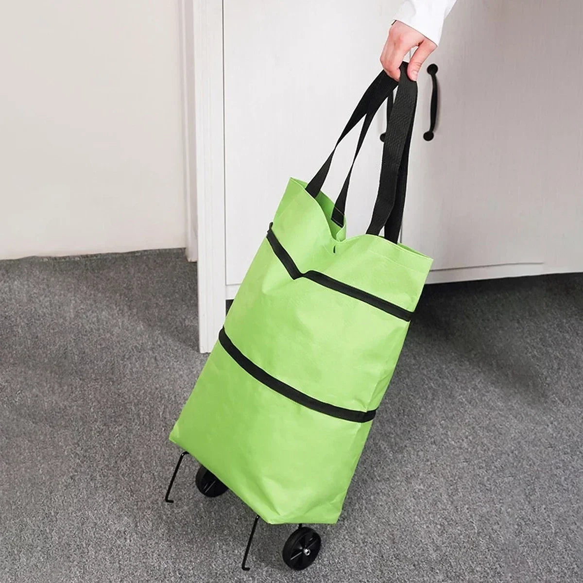 Foldable Shopping Bag with Wheels Trolley Basket Small Pull Cart Home Utility Retractable Tug Supermarket Grocery Shopping Cart