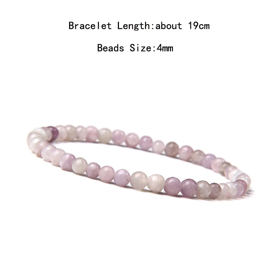 4mm Quartz Agate Bead Natural Stone Beaded Bracelet Lava Rock Tiger Eye Black Onyx Crystal Women Men Yoga Healing Chakra Jewelry