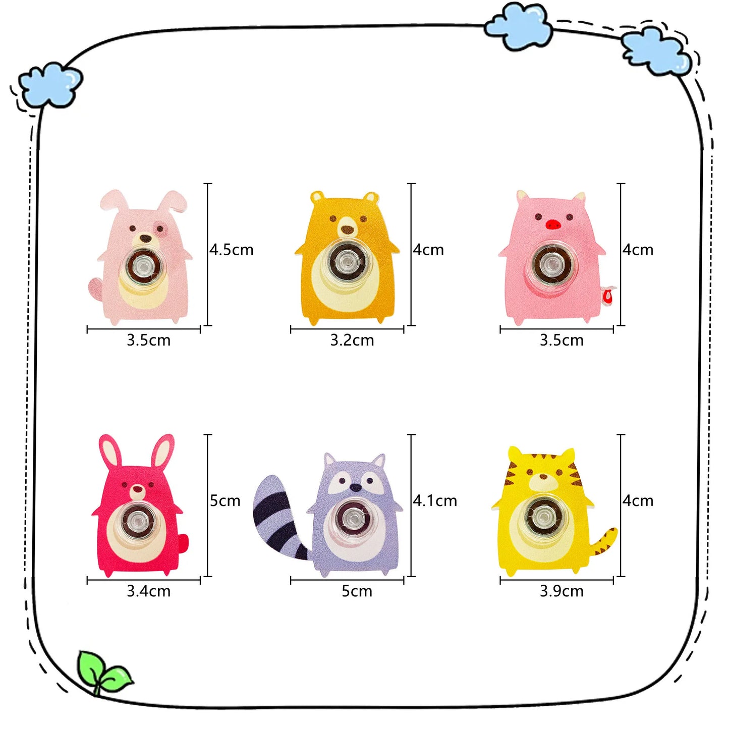 6PCS Fingertip Gyro Toy Creative Acrylic Animal Cat Dog Fox Fidget Spinners Toys Stress Relief Party Favors Gifts