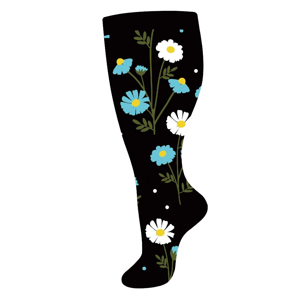2XL-4XL Plus Size Compression Socks for Women Men 20-30 mmHg Wide Calf Extra Large Knee High Flight Sock for Circulation Support