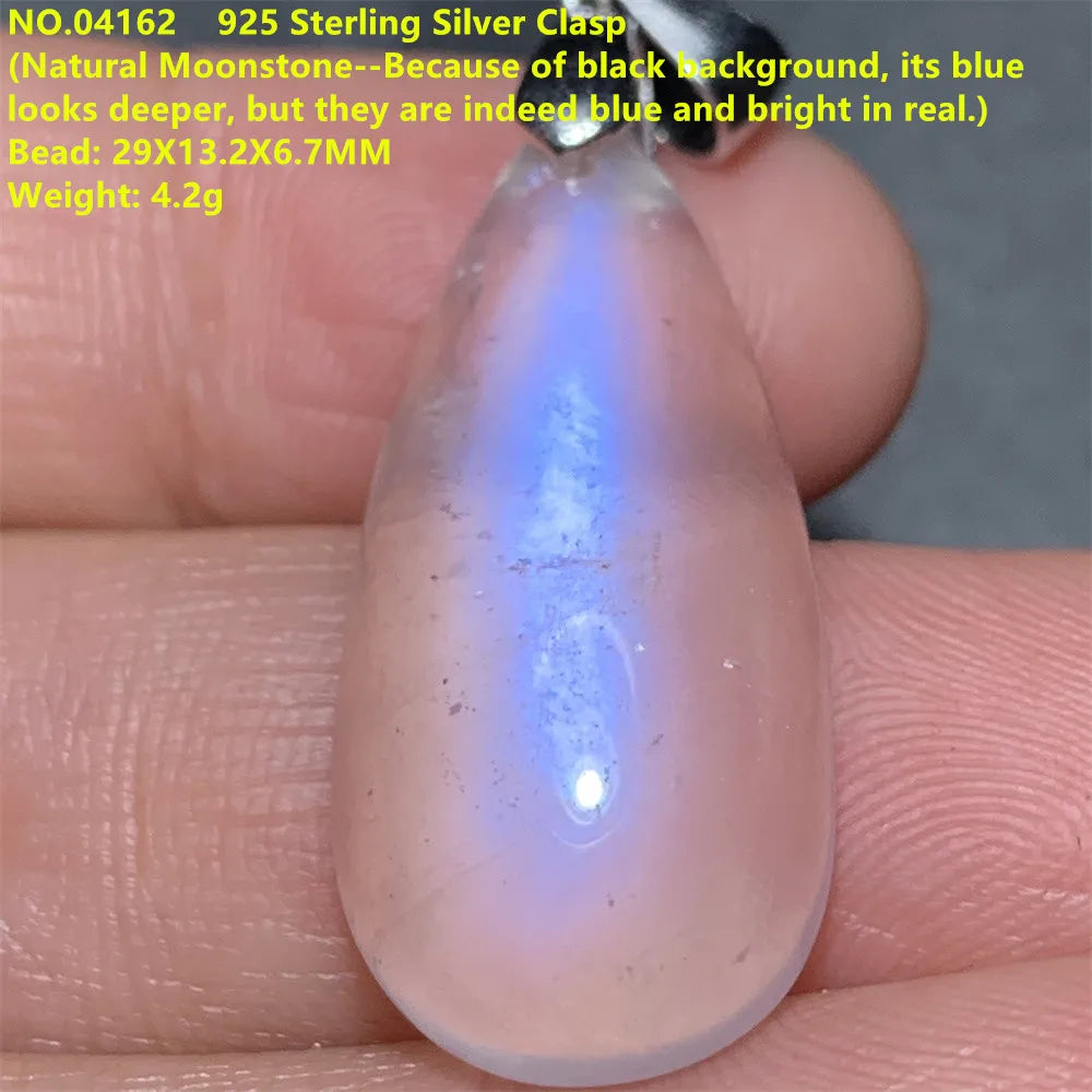 Natural Colorful Moonstone Pendants Necklaces Unusual Women Big Orange Blue Light Rainbow Moon Stones Bead Gemstone Jewelry S925