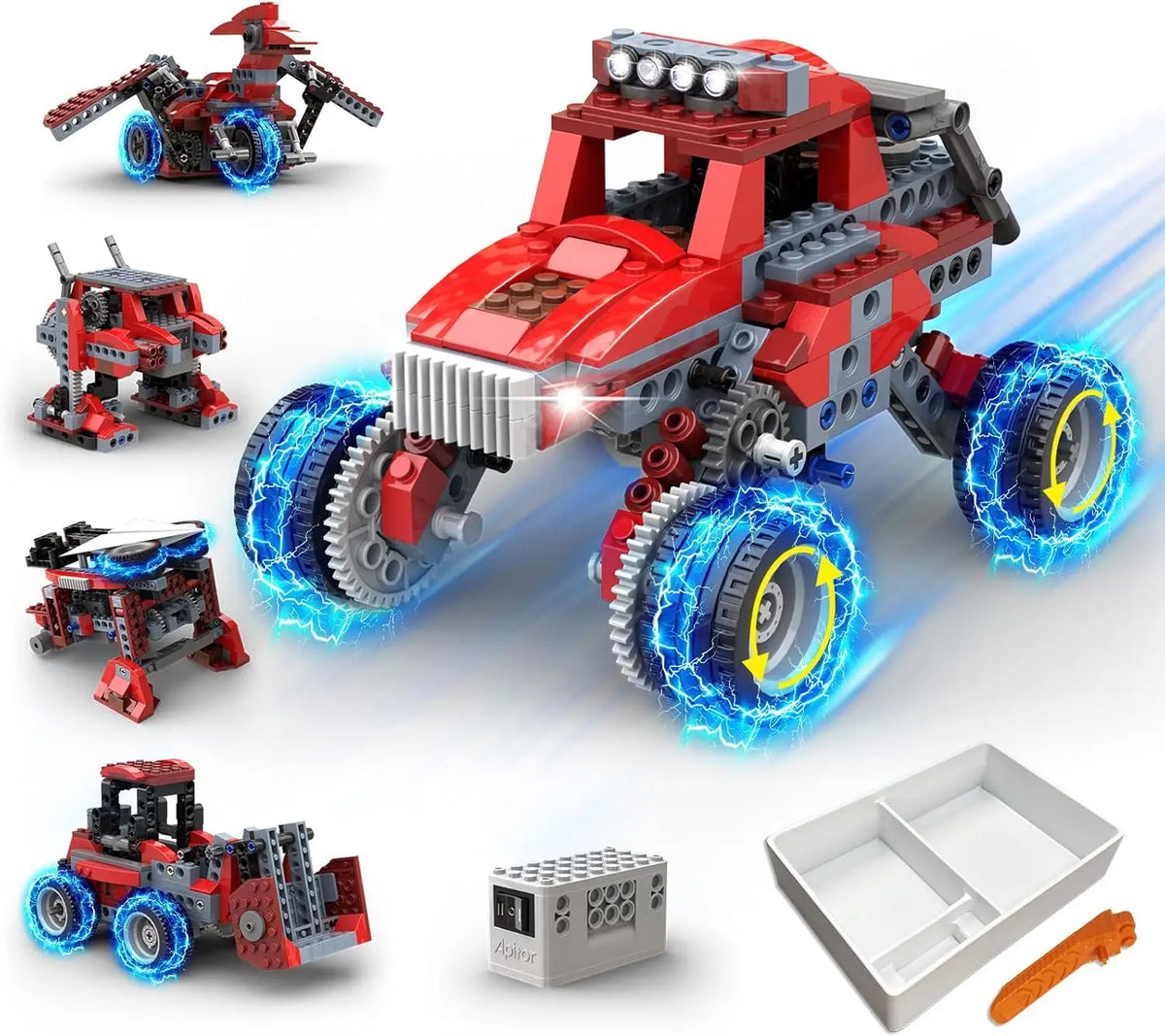 Apitor Robot Building Kit with 600 Pieces, 12-in-1 STEM Technic Coding Robotic Toys, DIY Electronic Monster Truck Building Kit
