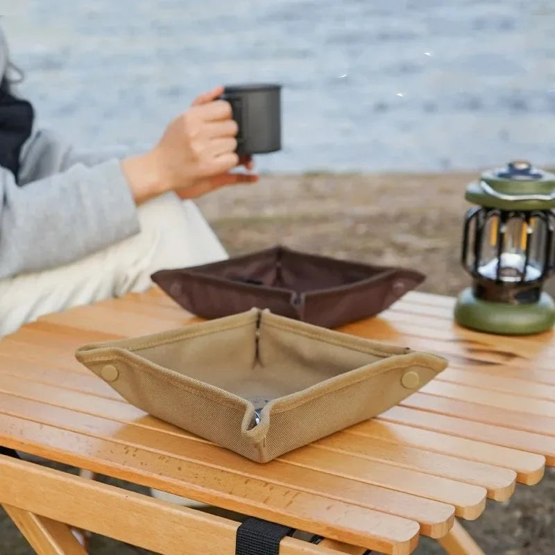 Camping Storage Tray Home Travel Storage Box Outdoor Camping Portable Folding Table Stacked Square Clutter Storage Tray