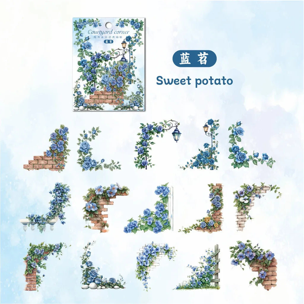 30 Pcs Flowers Corner Stickers PET sticker package DIY diary decoration sticker album scrapbooking Junk Journal