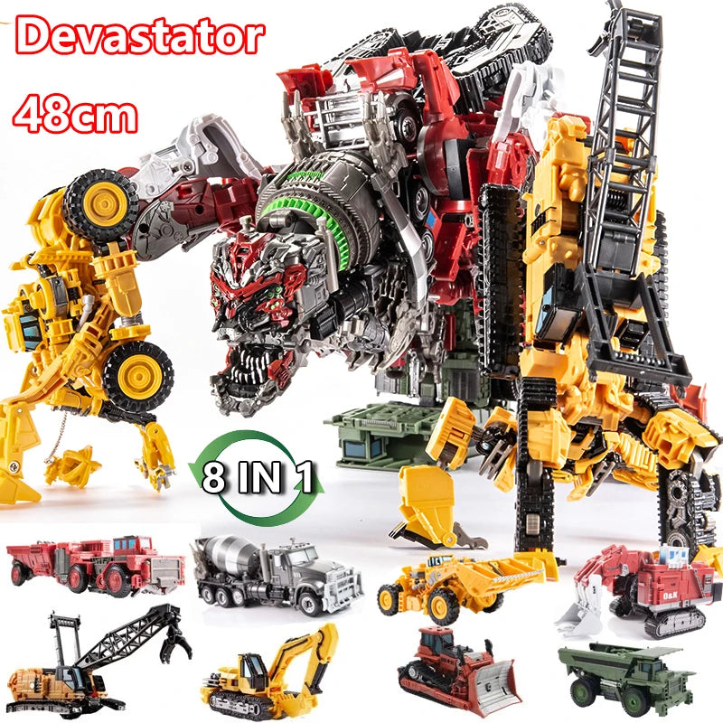 Hot 8 Style Devastator Transformation Robot 8 IN 1 Blender Bulldozer Car Action Figure ABS Deformation Model Toys For Boy Gift