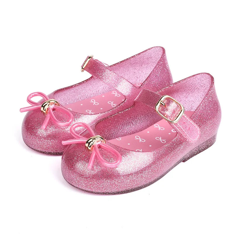Spring and summer new girls' sandals 25 years old Baotou bow princess jelly single shoes children's dance shoes cross-border dro