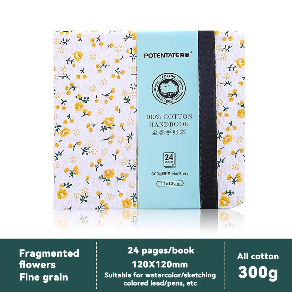 100% Cotton Square Watercolor Sketchbook 300gsm Paper Folded Drawing Pad Organ Sketch Notebook Student Watercolor Journal Book