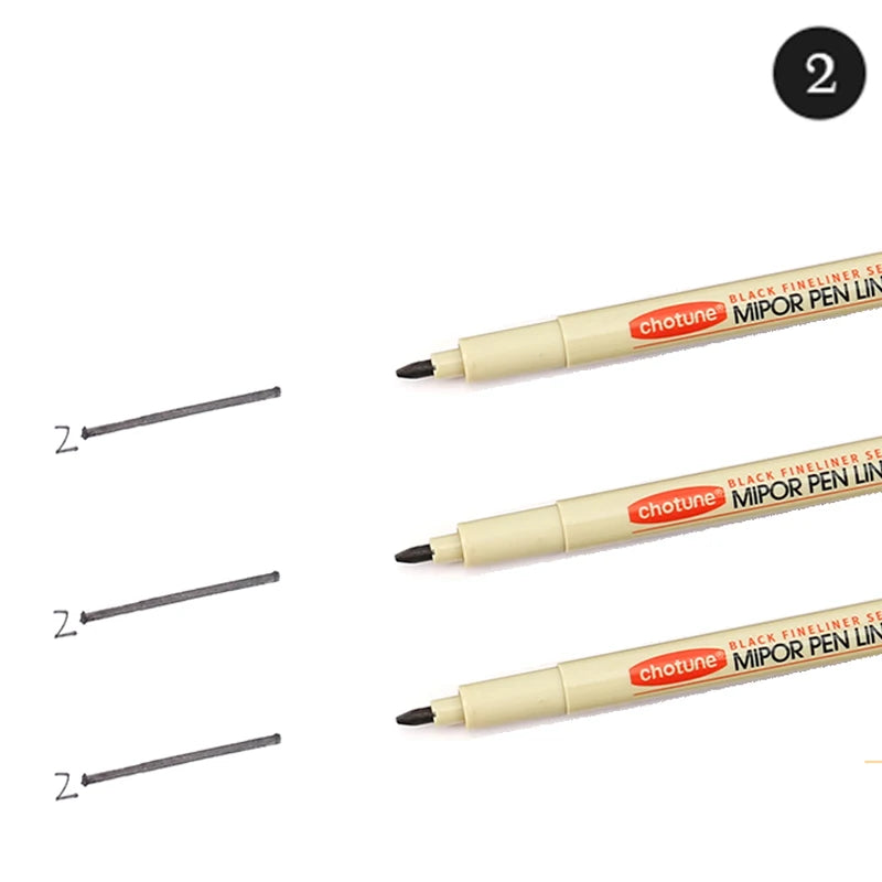 12 Tip Pigment Liner Micron Ink Marker Pen for Manga Draw Sketching Needle Pen Hook Line Pen Sketch Stationery Set Art Supplies