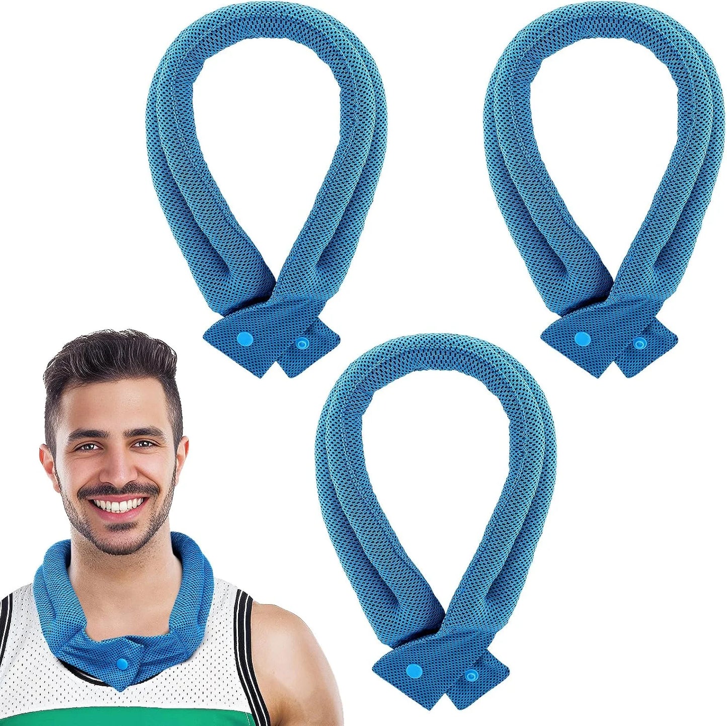 3 Pcs Cooling Neck Wraps - Cooling Towels with Ice Polymer, Soft Breathable Neck Coolers for Summer Heat Sports Gym Workout Men
