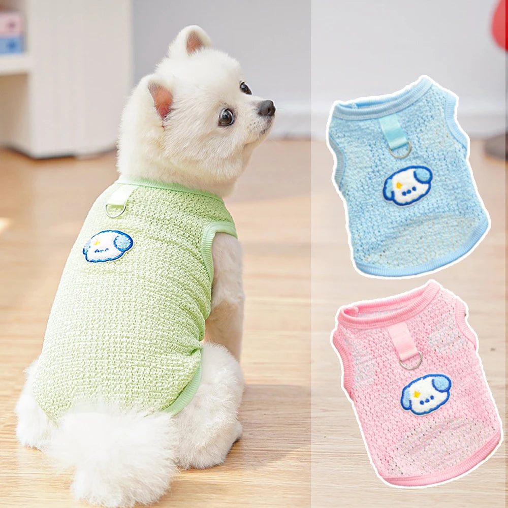 Cute Dog Cooling Vest Solid Breathable Mesh Thin Small Dog Summer Clothes  Bichon Medium Cat T Shirts Clothing Puppy Undershirt