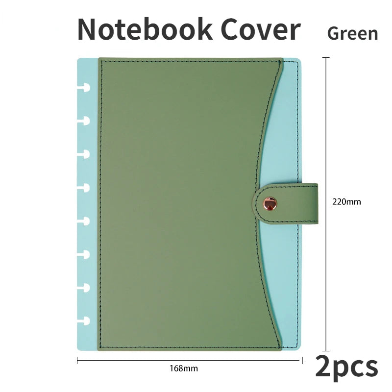 PU Cover Mushroom Hole Loose Leaf Notebook Shell Disc Notebook PU Cover Accessories Leather Notebook Case Planner Inserts A5
