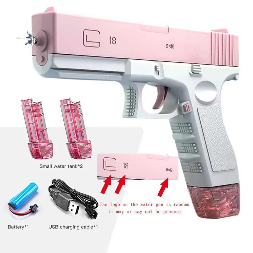 2026Space Electric Water Gun Energy Ring Burst Transformation LED Lights Large Capacity Full Auto Continuous Fire Squirt Gun Toy