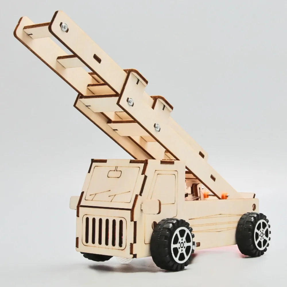 DIY Wooden Fire Ladder Truck Kit for Kids | STEM Educational Toy, Ideal for Primary Science Experiments & Hands - on Learning