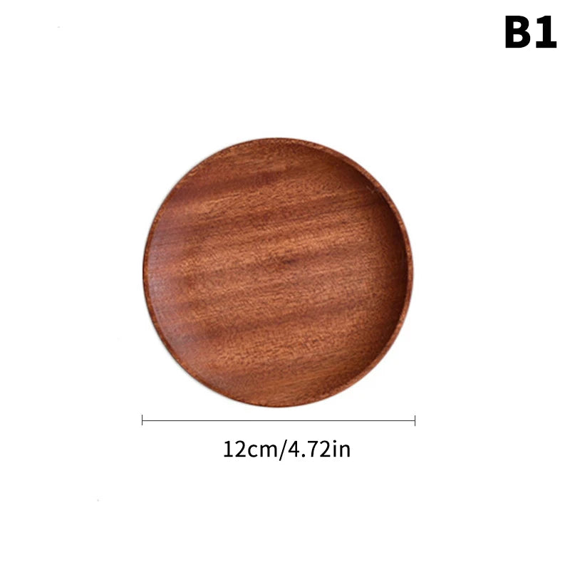 1PC Wooden Serving Trays Oval Wood Tray Platters for Serving Food Dishes Dinner Plates Solid Wood Round Dessert Plate
