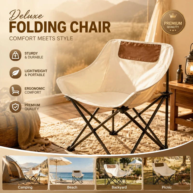 Portable Folding Camping Chair, Ultra-Light Outdoor Seat for Fishing, Picnic, Hiking, Travel & Camping, Comfortable Portable