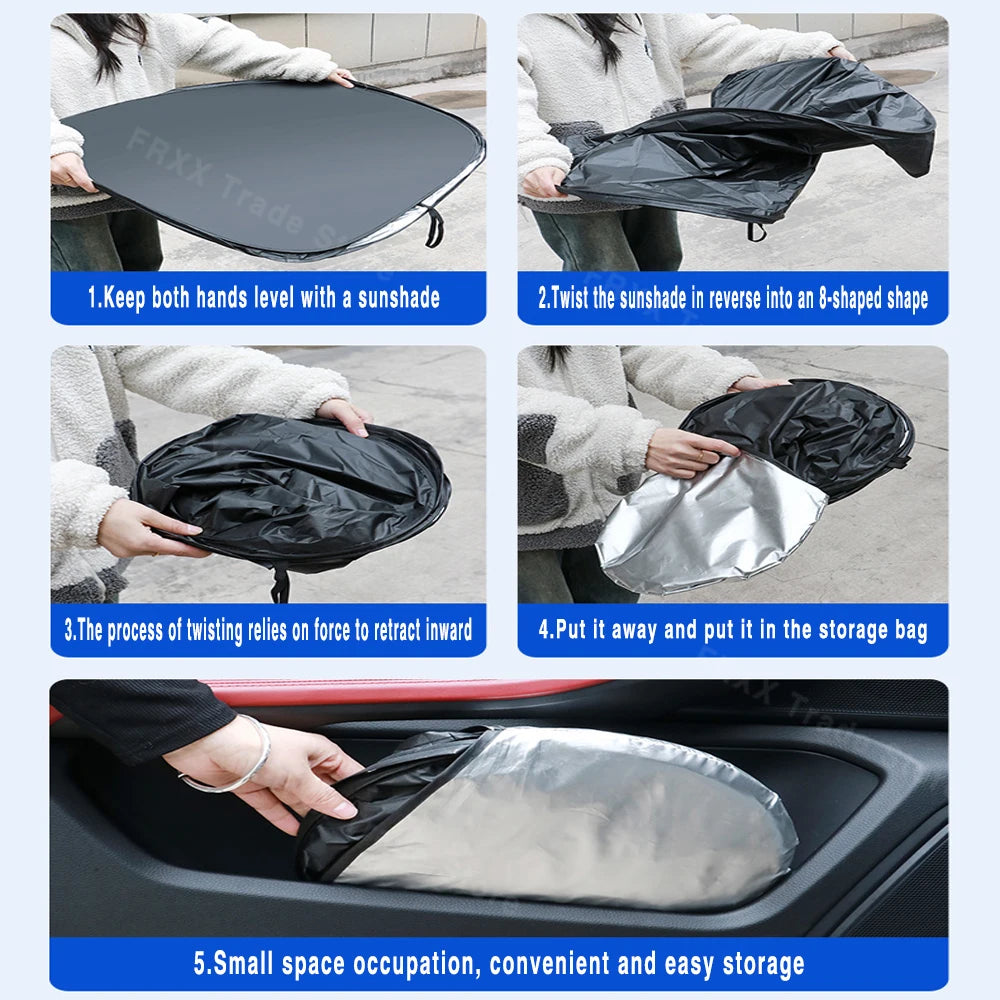 For Ford Focus 2019~2025 2020 Foldable Car Sun Visor Front Windshield Sunshade Heat Insulation Summer Cooling Auto Accessories