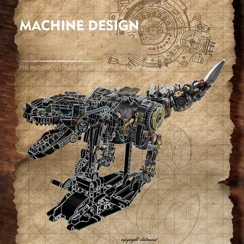 2025 NEW Dinosaur Building Blocks Mechanical T-Rex Model Educational DIY Desktop Decoration Toy Holiday Gift for Kids Adults