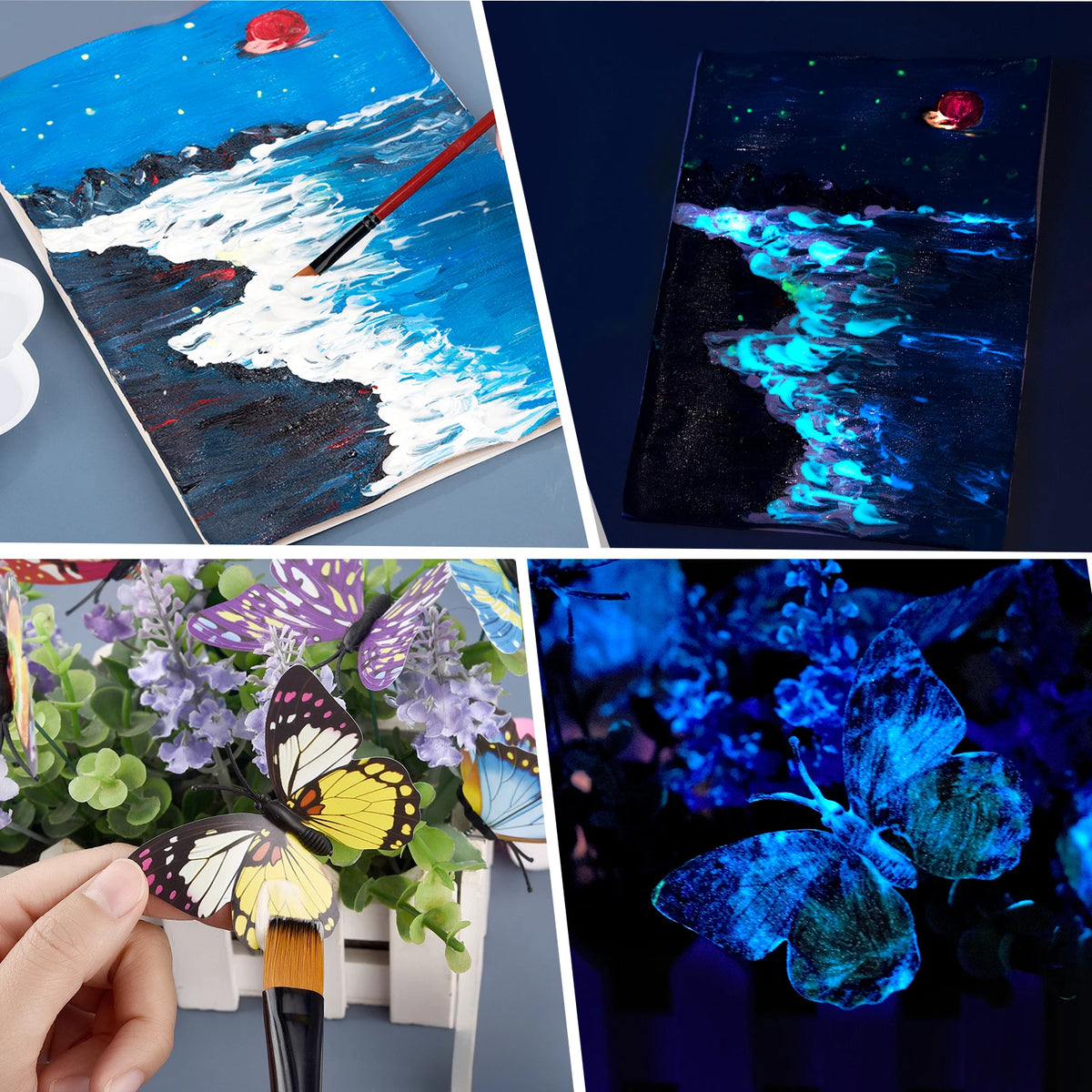 6Colors Acrylic Fluorescent Paint Glow In Dark DIY Painting Art Materials Arts Crafts Painting Tool DIY Graffiti Acrylic Pigment