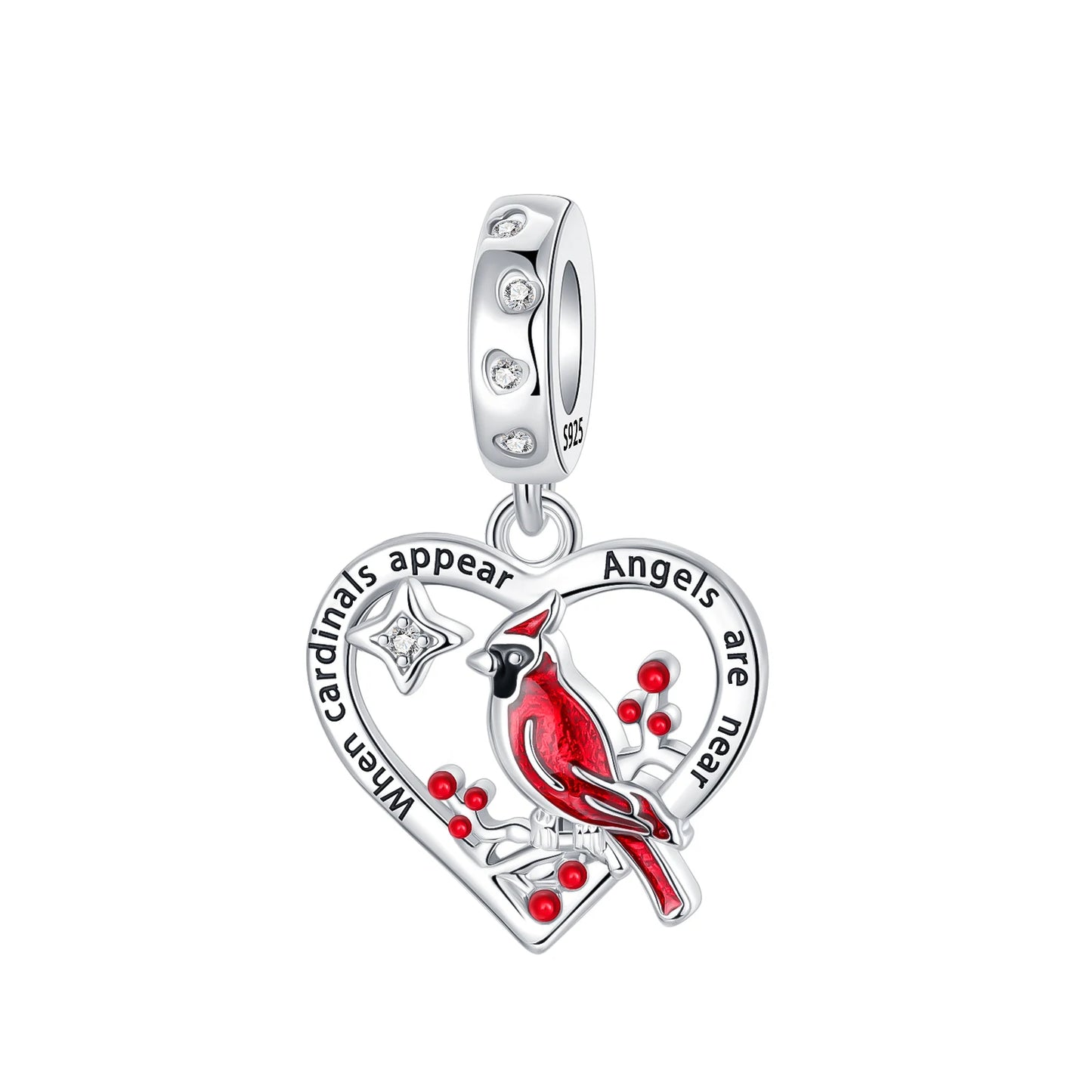 S925 sterling silver Love Cross Cardinal bird beads Charms Beads Fit 925 Original Bracelet DIY Jewelry Women's gift