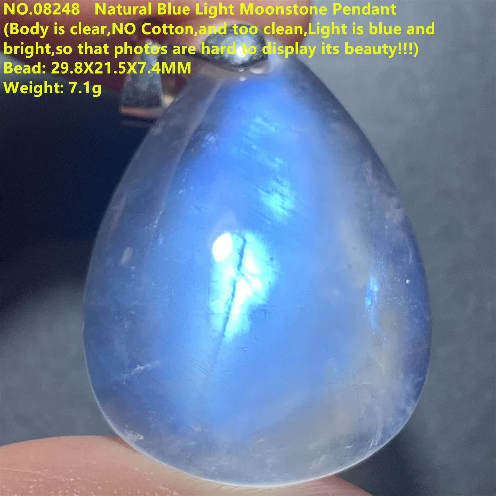 Natural Colorful Moonstone Pendants Necklaces Unusual Women Big Orange Blue Light Rainbow Moon Stones Bead Gemstone Jewelry S925