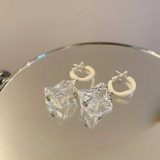 Korean Clear Geometric Pendientes Drop Earrings Transparent Irregular Acrylic Earrings for Women Trends Hanging Party Jewelry