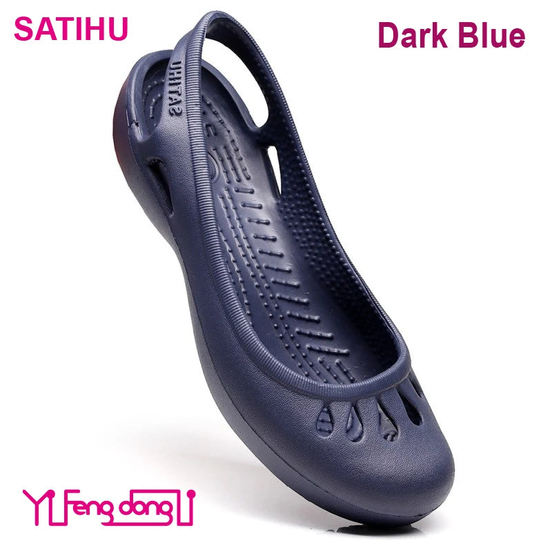 Ultralight EVA Clog Satihu Summer New Lightweight Anti Slip Hole Shoes For Women's Flat Bottom Sandals Nurse Outdoor Beach Jelly