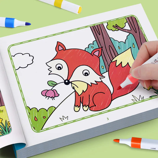 Cartoon Animal Drawing Book, Children's Colored Pen Drawing, Painting Graffiti Coloring Book, Fun Coloring Toy Book