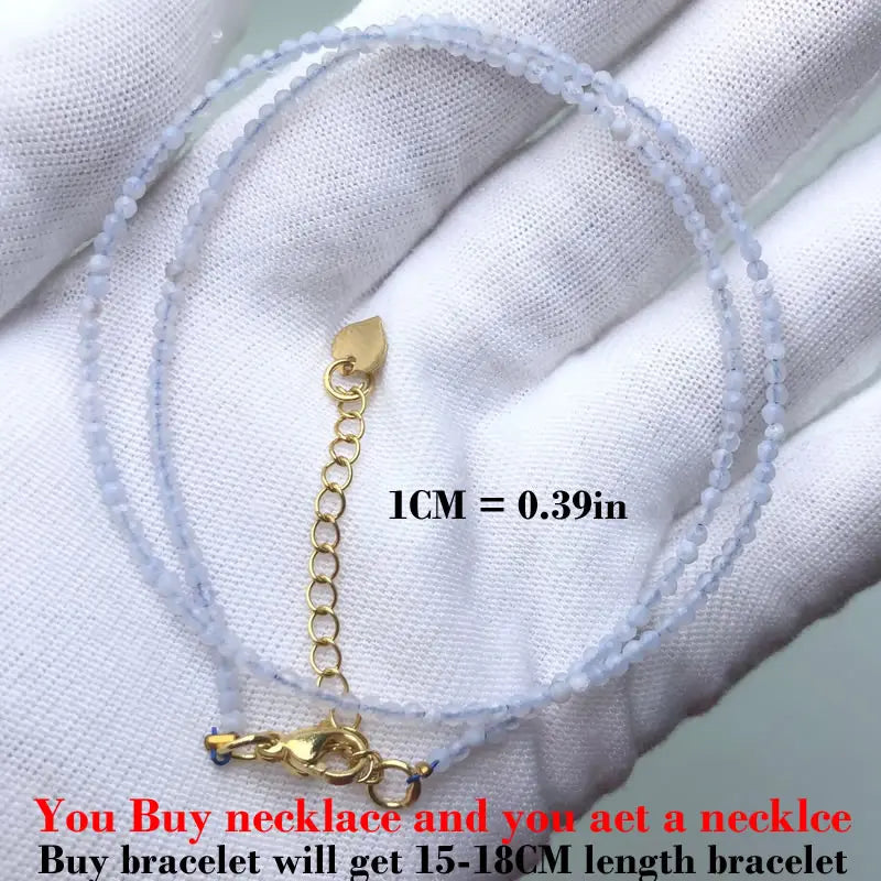 HOT Natural Stone 2mm Faceted Beads Necklace Crystal quartz Garnet agate Beaded Chains Fashion Simple Men Women Jewelry Gifts