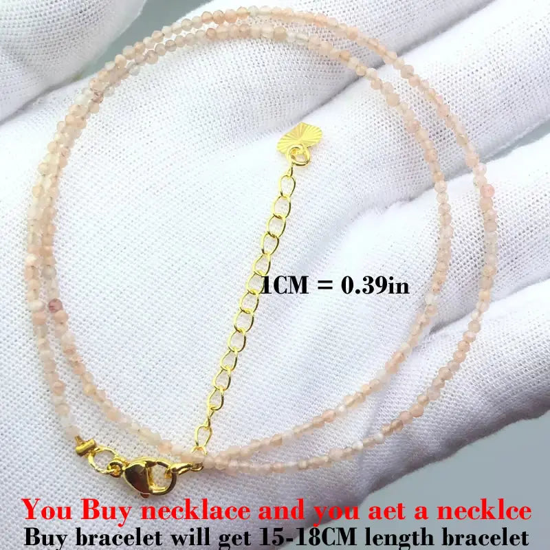 HOT Natural Stone 2mm Faceted Beads Necklace Crystal quartz Garnet agate Beaded Chains Fashion Simple Men Women Jewelry Gifts