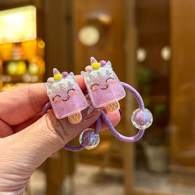2PCS Lovely Rainbow Elastic Hair Bands for Girls Children's Hair Accessories Baby Headwear Ties Flexible And Stylish