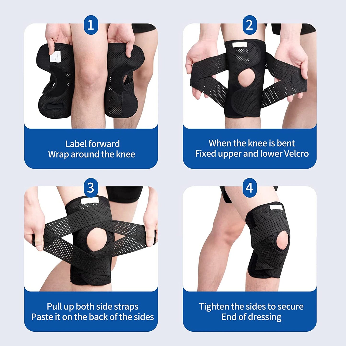NEENCA 1 Pcs Knee Brace with Side Stabilizers Patella Gel Pad Knee Support for Meniscus Tear Knee Pain ACL MCL Injury Recovery