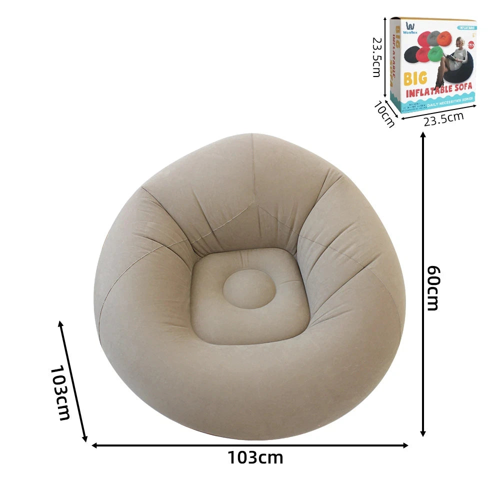Portable Inflatable Sofa Soft Indoor Bedroom Lounge Bean Bag Chair Outdoor Camping Lazy Seat Round Single Inflatable Sofa