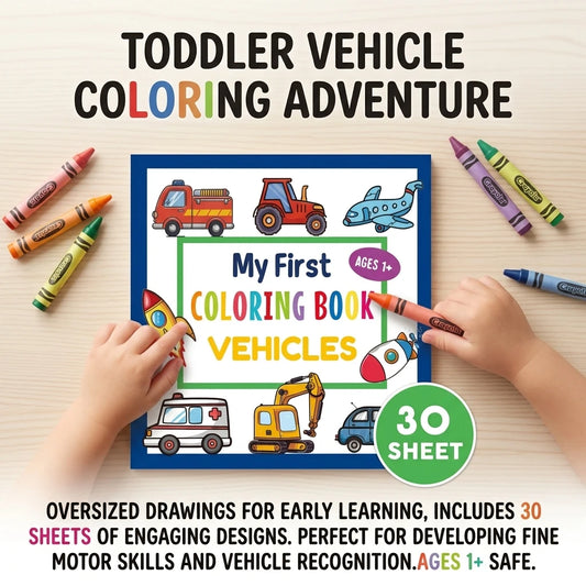 High Weight Paper Coloring Book For Kids Cartoon Vehicles Theme Thick No Bleed Sheets For Boys Girls