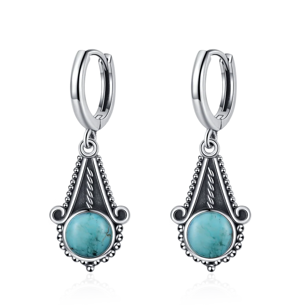 New Elegant Natural Kyanite S925 Silver Drop Earrings for Women Vintage Jewelry Wedding Engagement Hoop Earrings Gifts