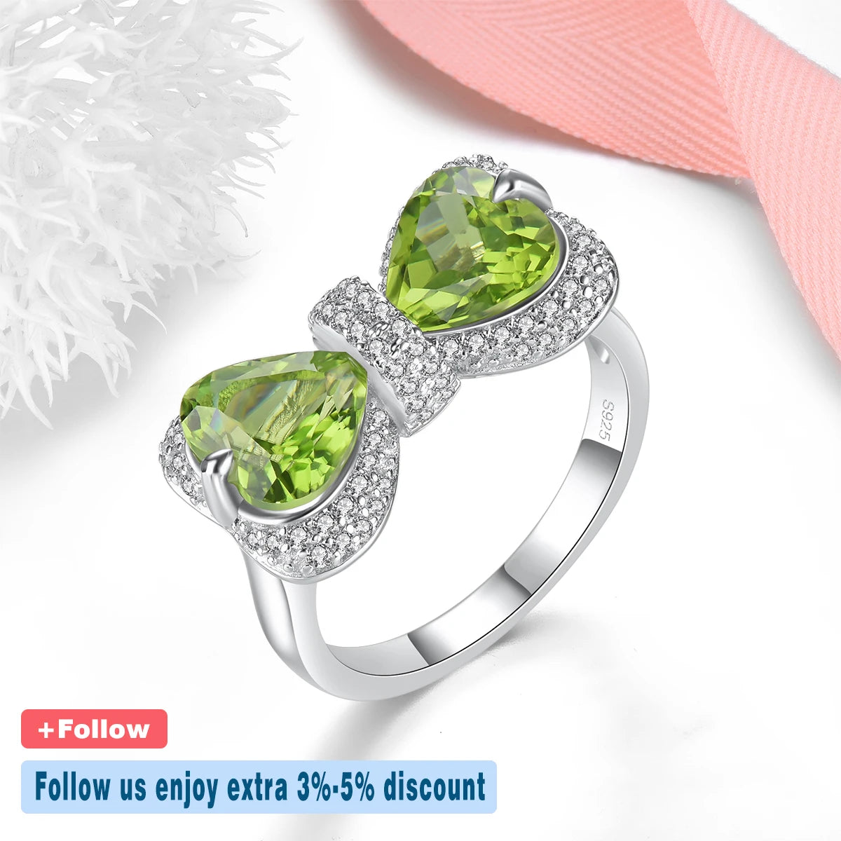 Natural Peridot Solid Sterling Silver Rings 3.8 Carats Genuine Birthstone Romantic Elegant Fine Jewelrys S925 Design Gifts