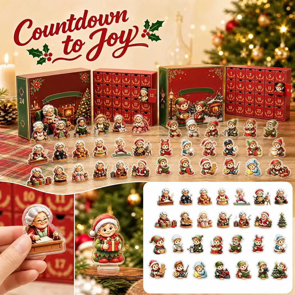 Christmas Desktop Ornament Advent Calendar – 24-Day Countdown Gift Set