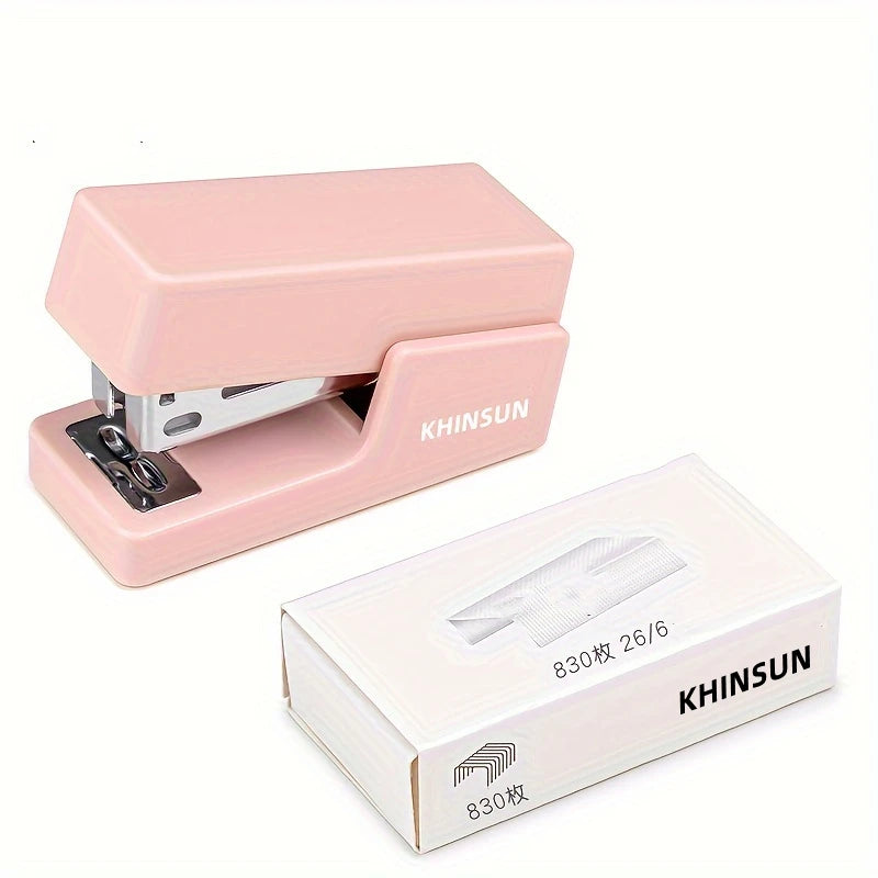 KHINSUN Mini Stapler Set Portable Color Paper Binding Machine Use 24/6 26/6 Staples Fashion Stationery Office Supplies