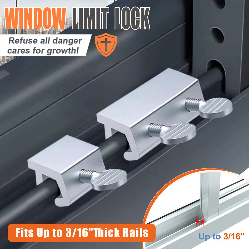 Adjustable Security Window Lock Aluminum Alloy Door Frame Safety Lock Free Punch Window Limit Stop Locks for Child Home Bedroom