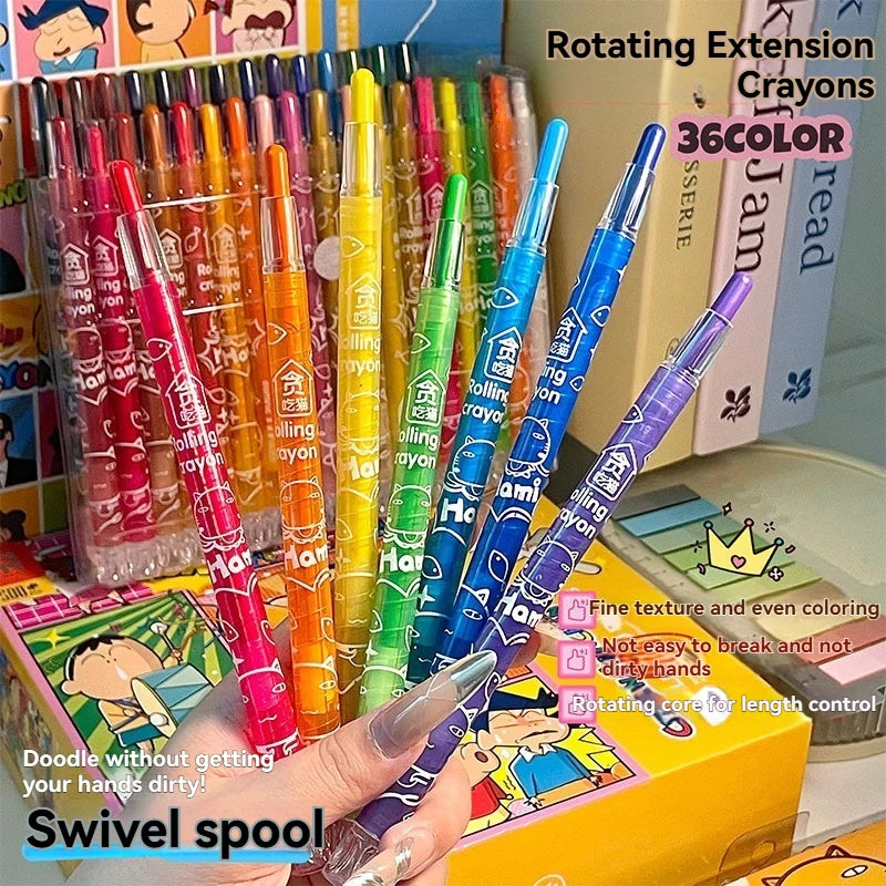 36/12 Pcs Rotate Color Crayola Washable Crayons for Kids Bulk Crayons for Toddler Arts & Crafts, Back to School Supplies Crayons