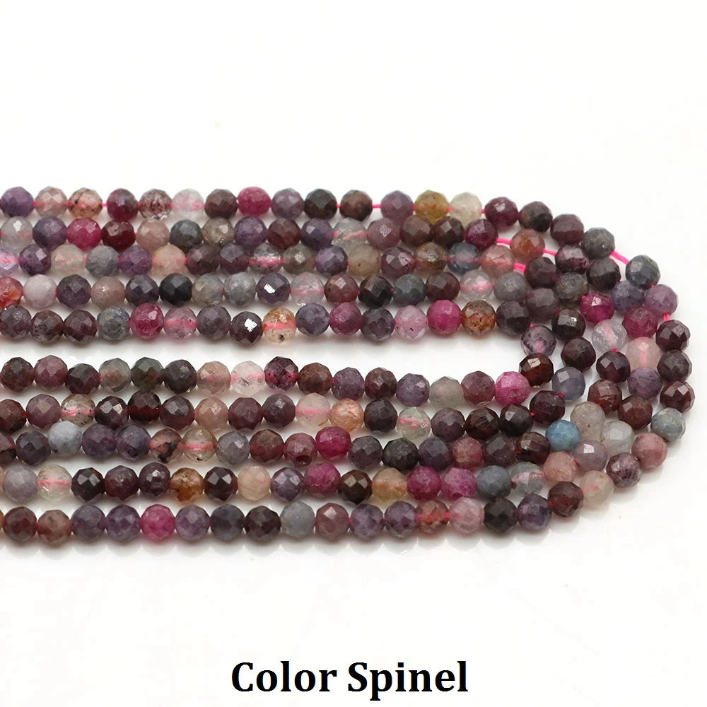 2 3mm Natural Faceted Amethyst Garnet Tourmaline Gem Stone Beads Round Mineral Bead for Jewelry Making DIY Bracelet Accessories