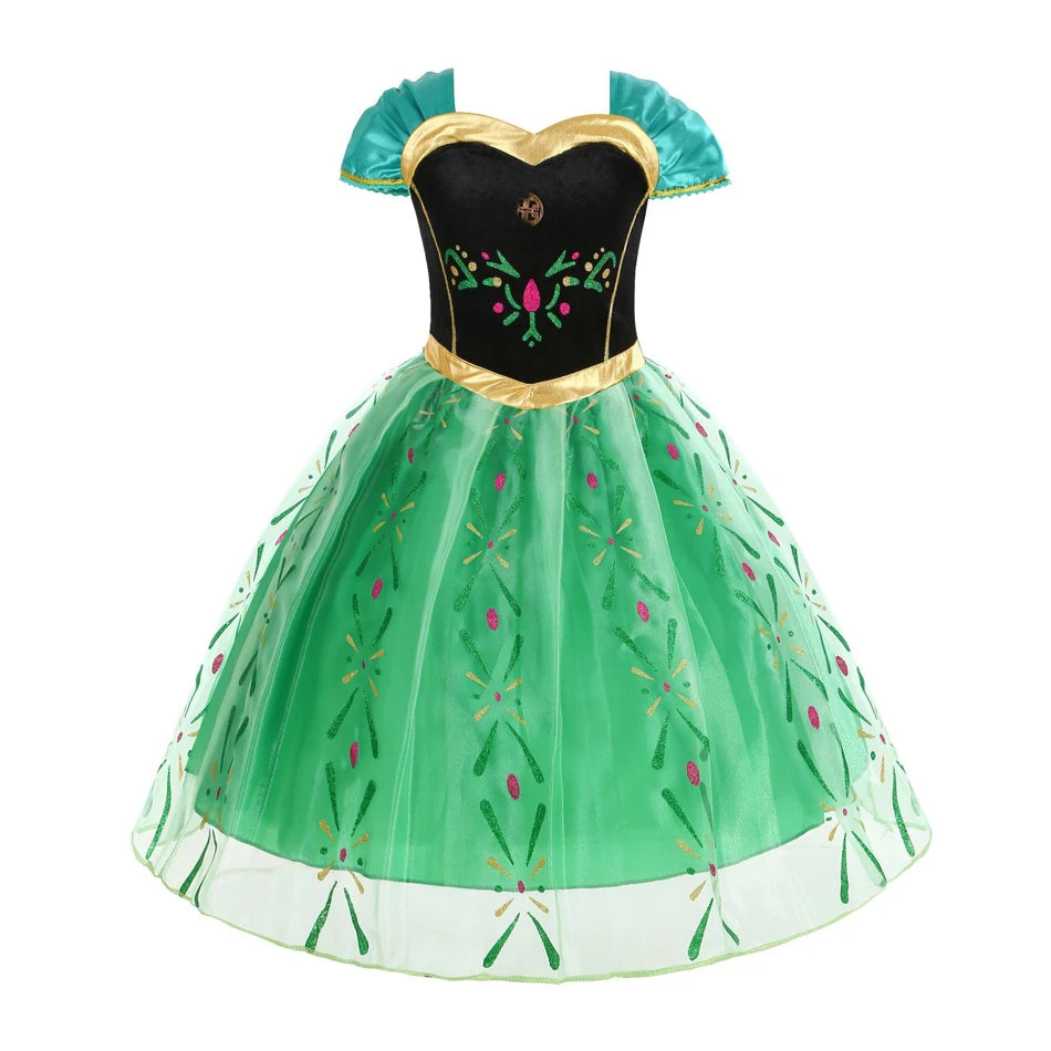 Elsa Anna Snow Queen Princess Dress for Girls Birthday Halloween Christmas Carnival Cosplay Outfit Kids 2-8Y Vestido