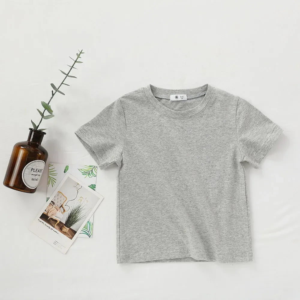 2-7T Toddler Kid Tshirt Summer Cotton Baby Boy Girls Clothes Short Long Sleeve Tee Top Casual Infant T Shirt Childrens Outfit