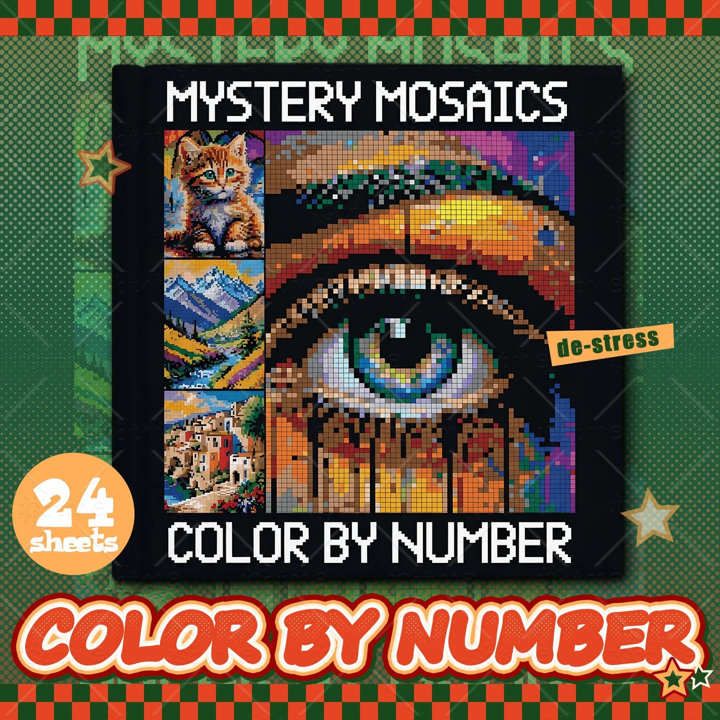 1PC MYSTERY MOSAIC COLOR BYNUMBER artwork by digital adult Coloring Book DIY Painting Drawing Coloring By Num