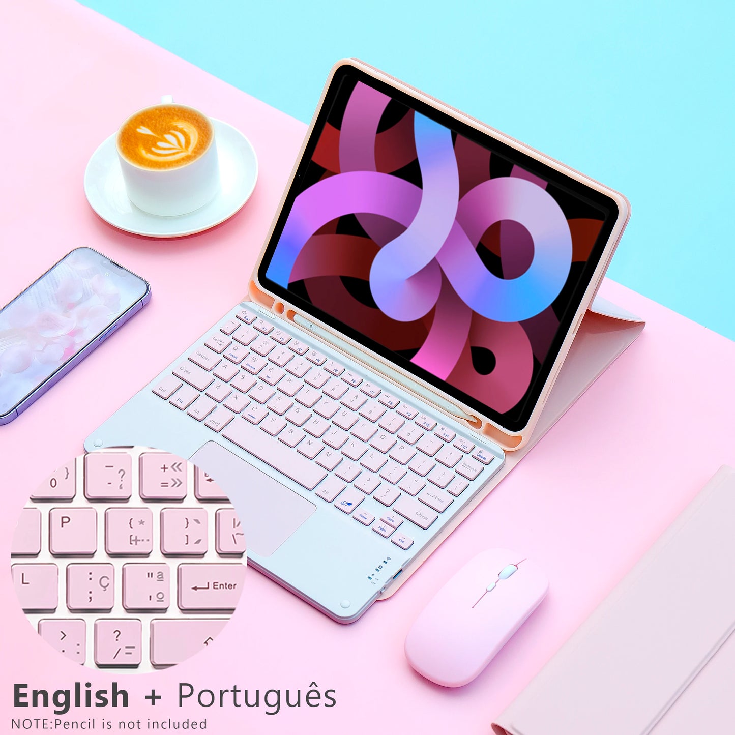 Magic keyboard Wireless Mouse For iPad 9th Generation Case A16 iPad 10.2 7th 8th Cover iPad Pro 11 M4 Air M3 10th Air 5/4 Funda