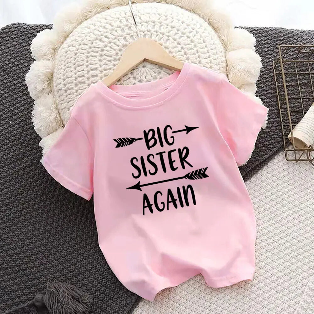 Promoted To Big Sister Kids T-Shirt Childrens T Shirt Baby Announcement Top Toddler Tshirt Summer Clothes Girls Short Sleeve Tee